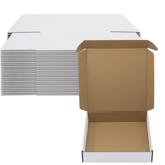 10 x 10 x 2 inch Shipping Boxes Set of 25， White Corrugated Cardboard Box Mailer Boxes for Packaging Small Business Shipping，Mailing Boxes Bulk for Birthday Wedding Party Book Literature Gift Giving