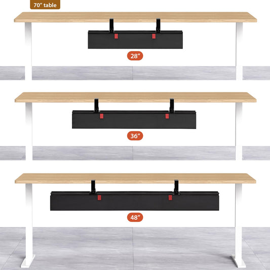 Univivi No Drill Under Desk Cable Management Tray, 36" Cord Organizer for Table, Clamp/Screw Mount Desk Cable Management, Premium Fabric Cable Management Tray for Office, Home
