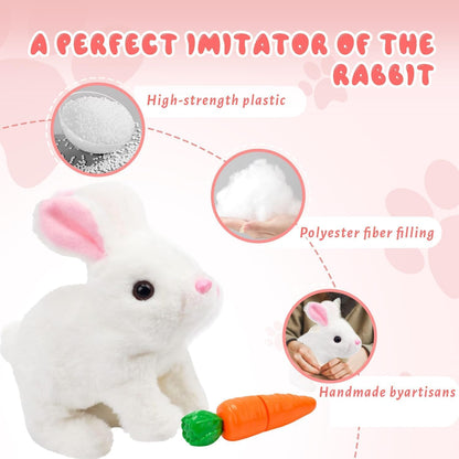 HOTKSOFT Easter Bunny Toy, Rabbit Interactive Hopping Electronic Pet Plush Bunny Toy with Sounds and Movements Animated Walking Wiggle Ears Twitch Nose (Brown+White)