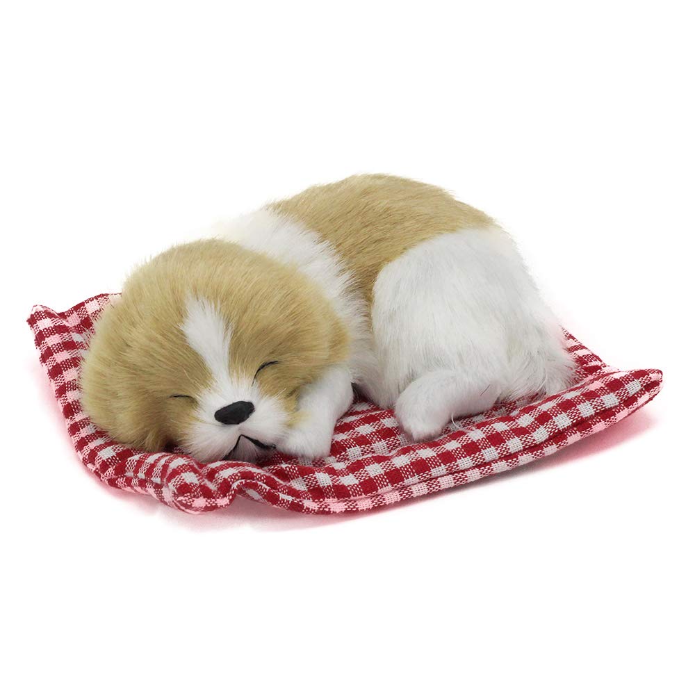 Coolayoung 2Pcs Sleeping Dogs on Pad Doll Toy, Cute Mini Puppy on Pad with Woof Sounds Decor Hand Toy Gift for Kids Boys Girls
