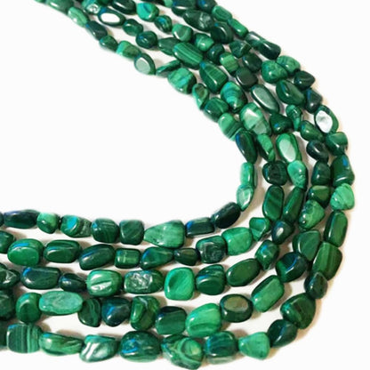 jodaying 6-8mm Natural Malachite Nuggets Oval Free Tumbled Pebble Semi Precious Gemstone Loose Stone Beads Approx 15.5 inch for DIY Jewelry Making