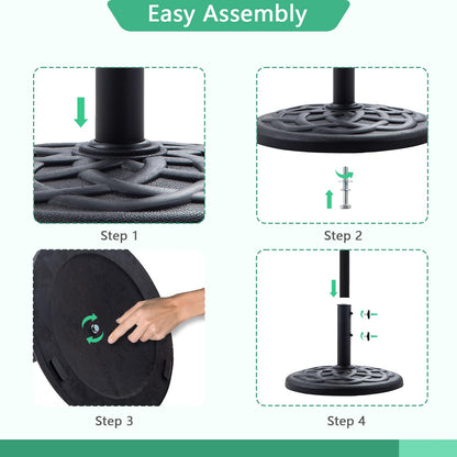 Helios&Hestia 31 lb Heavy Duty Umbrella Base, Round Resin Stand Weight for Patio Outdoor Market Table Umbrella, Black