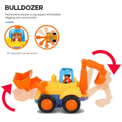 Yiosion Friction Powered Cars Push and Go Trucks Construction Vehicles Toys Set of Tractor Bulldozer Dump Truck Cement Mixer for Baby Toddlers Infants Boys Gifts