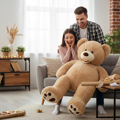 MorisMos Smiling Giant Teddy Bear 4 Feet, Soft Large Big Teddy Bear Stuffed Animals Plush 47 Inch Gifts for Kids, Girlfriend, Baby Shower, Birthday, Brown