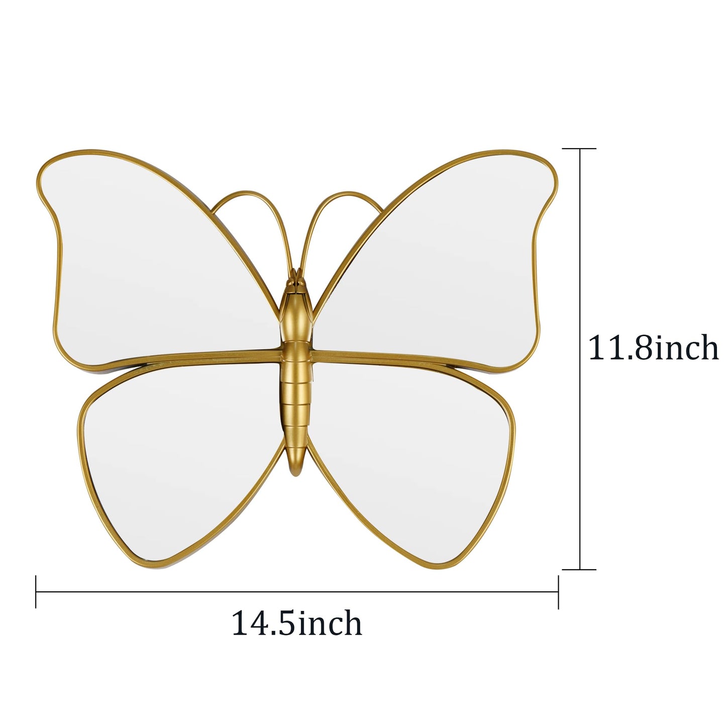 Wartter Decorative Butterfly Wall Mirror with Gold Plastic Frame (14.5x11.8inch)