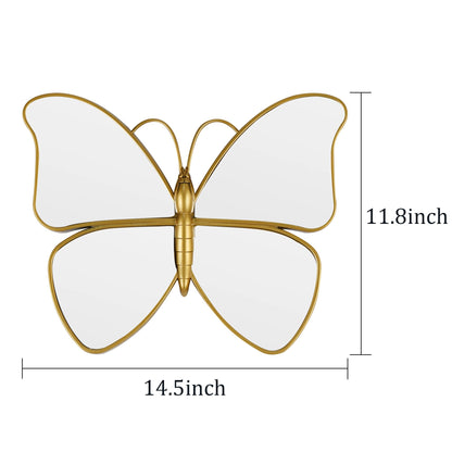 Wartter Decorative Butterfly Wall Mirror with Gold Plastic Frame (14.5x11.8inch)
