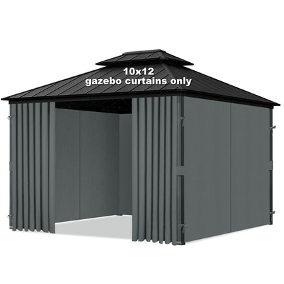 Bstge 10'x12' Gazebo Curtains Outdoor Waterproof, 4-Panels Sidewalls with Zipper, Universal Replacement for Patio Privacy Screen(Only Curtains)