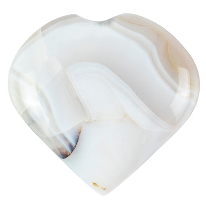 Crocon 50mm Botswana Agate Heart Stone Big Heart Shape Puff Stones Set 450+ Carats Pocket Crystal Healing Tumble Collection Palm Worry Stone Good Luck Charm Meditation Gift Craft Home Decor