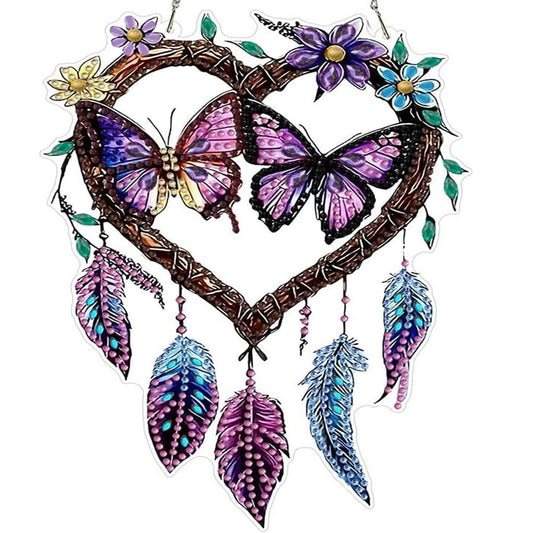 DIY Hanging Diamond Art Kits for Adults, butterfly Dream Catcher Diamond Painting Kits, Special Shaped Rhinestone, Acrylic 5D Gem Art Craft Window Pendants Home Garden Wall Hanging Ornament Kits
