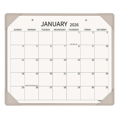 Yibukiu Desk Calendar 2026 with Desktop Mat, 18 Months Flat Desk Pad Calendar January 2026 to June 2027, Medium 14 x11 inch Monthly Wall Calendar for Home Office School (Apricot)