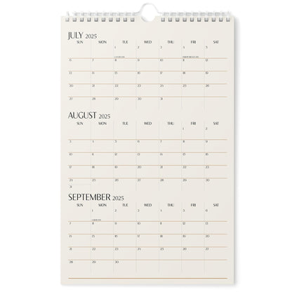 Karto 3 Month Wall Calendar 2025-2026 - Vertical 11x17 inch July 2025 to December 2026 - Boost Your Productivity and Easy Planning with the Aesthetic Monthly Calendar - Beige