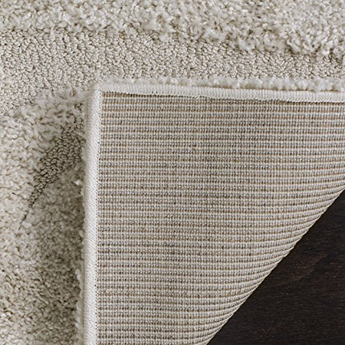 SAFAVIEH Florida Shag Collection Accent Rug - 3'3" x 5'3", Creme & Creme, Non-Shedding & Easy Care, 1.2-inch Thick Ideal for High Traffic Areas in Foyer, Living Room, Bedroom (SG468-1111)