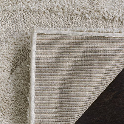 SAFAVIEH Florida Shag Collection Accent Rug - 3'3" x 5'3", Creme & Creme, Non-Shedding & Easy Care, 1.2-inch Thick Ideal for High Traffic Areas in Foyer, Living Room, Bedroom (SG468-1111)
