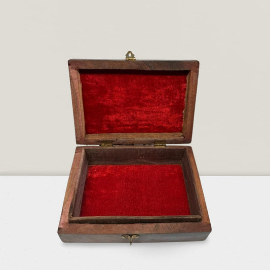 WisdomWork Craft Handmade Wooden Jewelry Box for Women – 3x2 inch Hand-Carved Organizer with Brass Inlay – Rustic Indian Keepsake Box Gift for Girls, Teens, Mom – Vintage Trinket Storage
