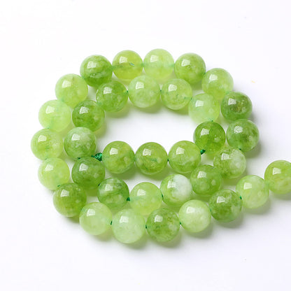 36pcs 10mm Natural Peridot Green Lace Jades Beads Round Loose Spacer Beads for Jewelry Making DIY Bracelets Crystal Energy Healing Power Stone 15 Inch(10mm, Green Peridot Jade)