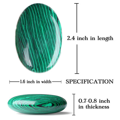MAIBAOTA 2.4" Large Malachite Crystals Stone Polished Palm Stone Healing Crystals 0.7" Thick Natural Reiki Gemstone Worry Stone Energy Balancing Anxiety Stress Relief Meditation 1 Pc