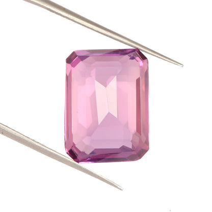 REAL-GEMS AAA+ 14.9 Carat Pink Kunzite Emerald Faceted Cut Loose Gemstone for Jewelry Making