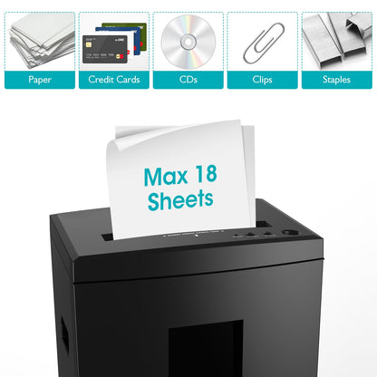 WOLVERINE 18-Sheet Shredders for Home Office Heavy Duty P-4 Security Level Crosscut Paper Shredder Paper/CD/Card Ultra Quiet Paper Shredder for Home with 6 Gallons Pullout Waste Bin SD9113(Black ETL)