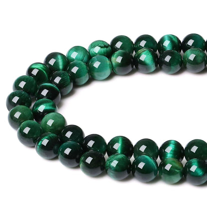 LAIDANLA Green Tiger Eye 8mm Natural Stone Beads Round Loose Gemstone Stone Beads for DIY Bracelet Necklace Earrings Jewelry Making Polishing Beading Crystal 96PCS 2 Strand 32"