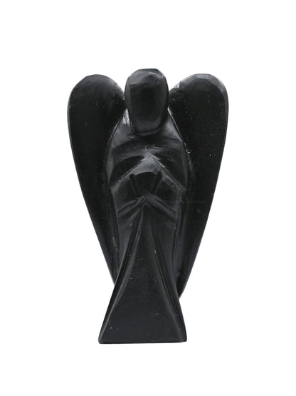 Amazing Gemstone Shungite Crystal Guardian Angel Figurines Ornament for Healing Birthstone, Decoration Statue (Hand Carved Pocket Gemstone Angel) (2 inch)