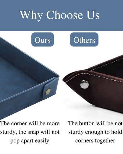 CASIRENA Faux Leather Valet Tray Organizer for Men - Catch-All Tray for Entryway Table Key, Wallet, Watch, Coin Change, Phone, Dresser EDC Dump Jewelry, Bedside Nightstand Desk-top