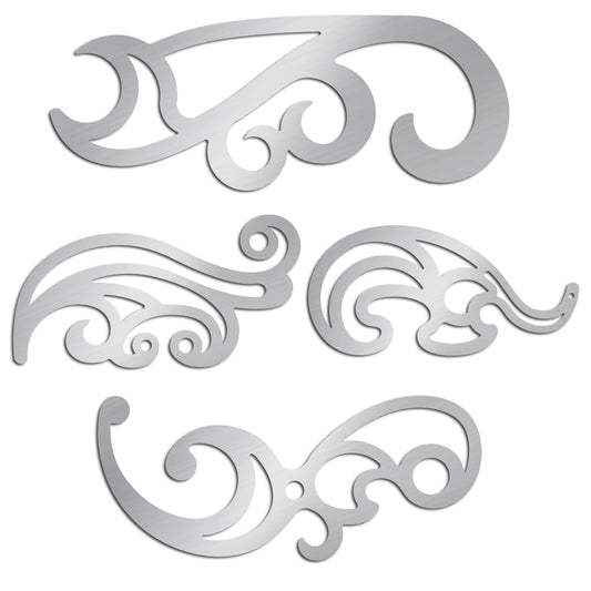 ORIGACH 4 Pcs Stainless Steel French Curve Ruler Metal Drafting Stencils Stainless Steel Template Rulers for Leather Sewing DIY Craft Supplies