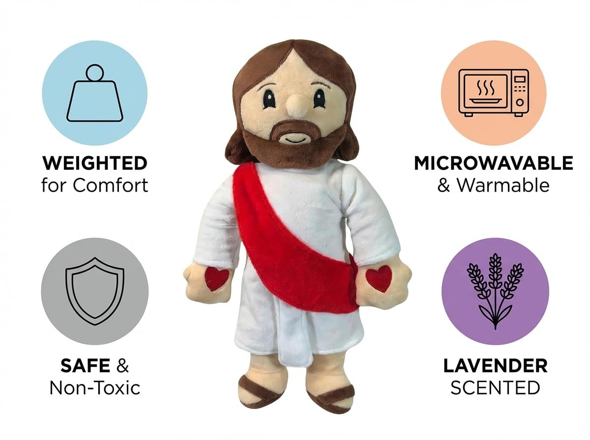 Jesus - Microwavable & Weighted Plush Stuffed Animal - Heated Plushie for Warmth - Cute, Soft, Cozy Toy for Adults & Children (Boys, Girls, & Toddlers) by Warm Pals