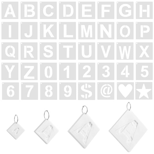 moheaaei 144 Pcs Letter and Number Stencils 4 Sizes, Reusable Plastic Letter and Number Stencils for Craft Projects, Alphabet Templates for Painting on Wood, Walls, Signs (2.5,3,4,5inches, White)