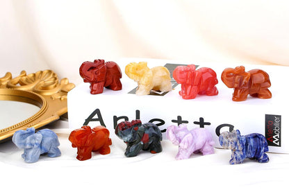 QINJIEJIE Red Carnelian Crystals Elephant Decor Cute Desk Stones Polished Figurine Natural Gemstones Luck Decoration Home Room Office Pocket Hippie Statue Meditation Spiritual Women