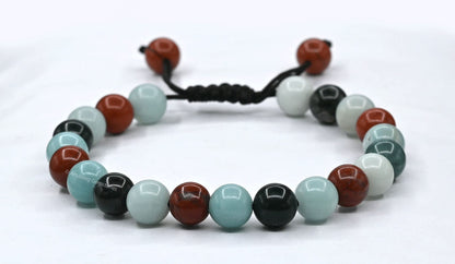 Amazing Gemstone Get Well Soon Recovery Bracelets for Women Manifestation - Moss Agate Amazonite Red Jasper Bracelet Set for Men Women Healing Calming Anxiety Stress Relief Gifts (Adjustable)