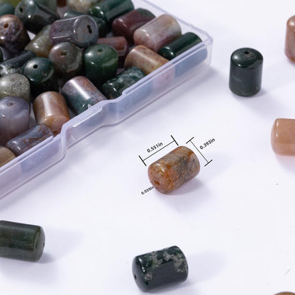 Natural Indian Agate Cylinder Tube Beads 10x14mm 38cm/str Loose Semi Gemstone Stone Beads for Making Bracelets Necklace