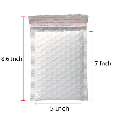 5x7 Inch White Poly Bubble Mailers Padded Envelopes Self-Sealing Shipping Bags 50 Pack