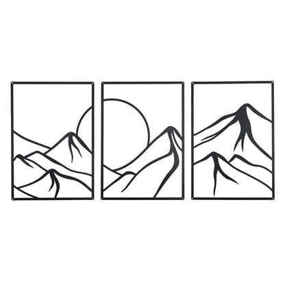 OYEFLY 3 Pcs Minimalist Metal Wall Art, Forest Line Drawing Wall Decor (Black)