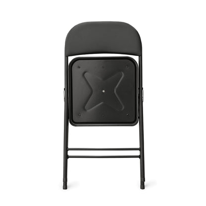 Amazon Basics Comfortable Vinyl-Padded Metal Steel Folding Chairs for Events, Easy to Fold and Store, Black, 4-Pack