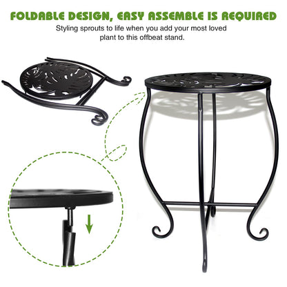 Aonagi 15" Tall Metal Plant Stand, 8" Wide Round Plant Stand for Flower Pot Rustproof Iron Plant Holder for Indoor Outdoor Use, Easy Assemble Flower Stand for Home Garden Display Greenery (Round 2pcs)