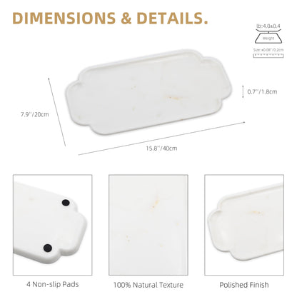 Marmor Marble Perfume Tray Bathroom Tray for Decorative,Candles,Jewelry Stone Vanity Tray,Kitchen Counter Decor and Home Decorative Tray(Calacatta Marble) Jewelry Tray Unique Festival Gifts