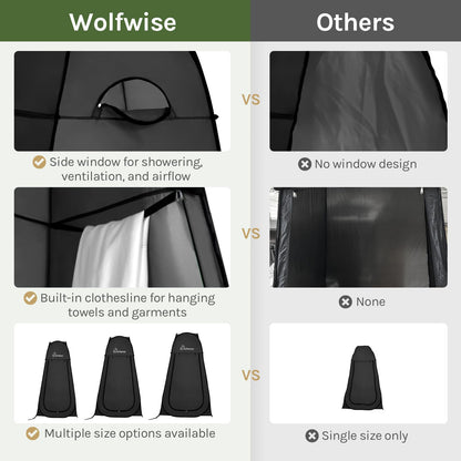 Wolfwise Pop Up Shower Tent for Camping, Portable Instant Changing Tent with Ventilation Window & Carry Bag, Privacy Bathroom Toilet for Beach & Outdoor, Standard, Width 40 ", Height 75 ", Black