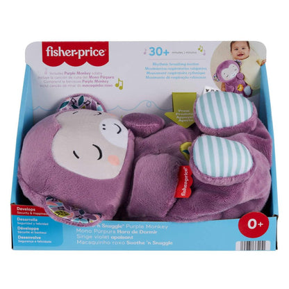 Fisher-Price Baby Toy Soothe ‘n Snuggle Purple Monkey Plush Portable Sound Machine with Breathing Motion & Lights for Newborns Ages 0+ Months