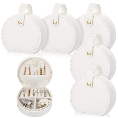 Kifmurase 6Pcs Travel Jewelry Case, Mini Leather Bridesmaid Jewelry Gift Box, Bulk Small Earring Storage Organizer, Elegant Half-Moon Design Box, Personalized Gifts for Women