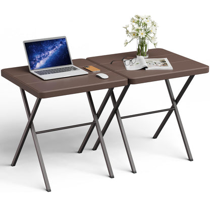 FurniEdge Folding Table 2 Pack, Portable Square Foldable Table No Assembly, Heavy Duty Steel Frame Indoor Outdoor Camping Patio Table, Picnic Card Table for Backyard, RV, Small Spaces