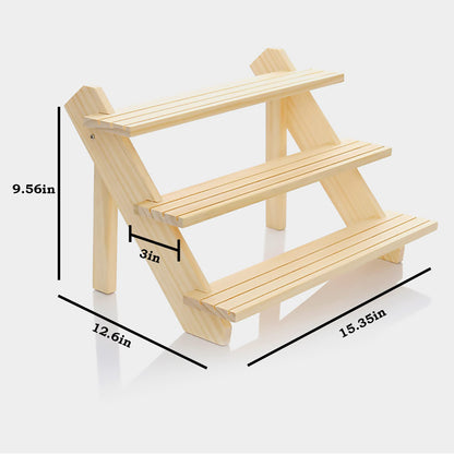 LUBANHAND 3 Steps Display Riser 2pcs Earring Display Stands Showcase Cascading Merchandise Organizer Tray Vendor Display Supplies for Tabletop Shows Solid Wood…