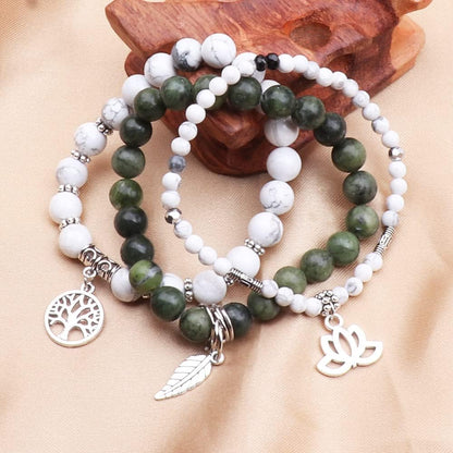 UEUC Tree of Life Yoga Healing Stone Bracelets,Multilayer Lotus Chakra Stone Reiki Bracelet Sets,Anxiety Crystal Natural Stone,for Women Stress Relief(#170)