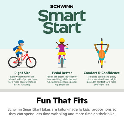 Schwinn Koen Bike, 14 Inch Bike for Kids Ages 3-4, SmartStart Ergonomic Design for Kids, Adjustable Seat Grows with your Child, Rear Coaster Brake and Front Caliper Brake, Training Bicycle