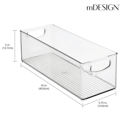 mDesign Plastic Office Supply Organizer - Storage Holder Bin with Handles for Desk Drawer, Cabinet - Pencil, Pen, Envelope and Supplies Container Basket - Ligne Collection - 2 Pack - Clear