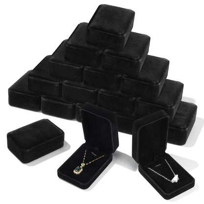 20 Pcs Necklace Pendant Box Velvet Jewelry Storage Display Case Ring Earring Pendant Jewelry Boxes Pearl Necklace Holder Gift Boxes for Christmas Wedding Engagement Birthday Anniversary(Black)