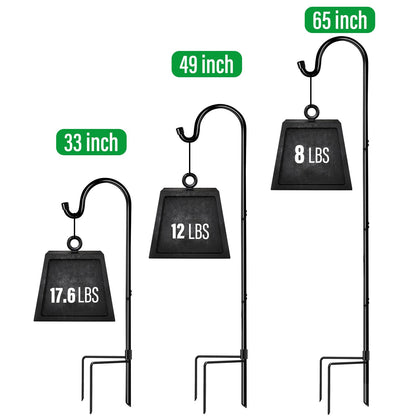 GOFORWILD Shepherd Hook 4 Pack Black, 33 inches Tall, Made of Premium Metal for Garden Decor, Plant Hanger, Lantern Hook, Solar Light Hanging, 7012
