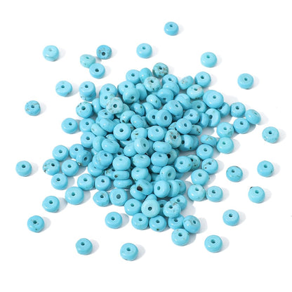 BEADIA Natural Blue Turquoise Disk Stone Beads 4x2mm 160pcs Rondelle Loose Semi Gemstone Beads for Jewelry Making Design