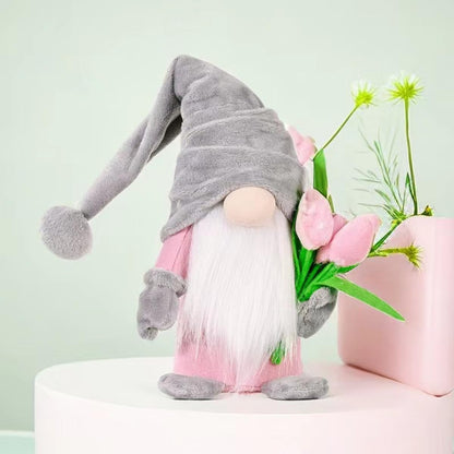 ALYRMEI Gnome Plush Decorations Gift, 15 inch Gnome Decorations for Home,Spring Gnomes Plush for Tiered Tray Decor, Swedish Gnomes Mother's Day Decoration Home Tabletop Elf Doll,Grey