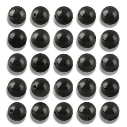NITOPUPU 100Pcs 8mm Natural Smooth Black Agate Beads Round Loose Gemstone Stone Beads for Jewerly Making with Crystal Stretch Cord