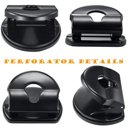 2 Hole Punch Paper Hole Puncher, 10 Sheets Capacity, Without Alignment Guide, Simple Packaging, Black